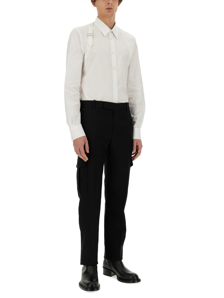 ALEXANDER McQUEEN PANTALONE MILITARY IN LANA Novità