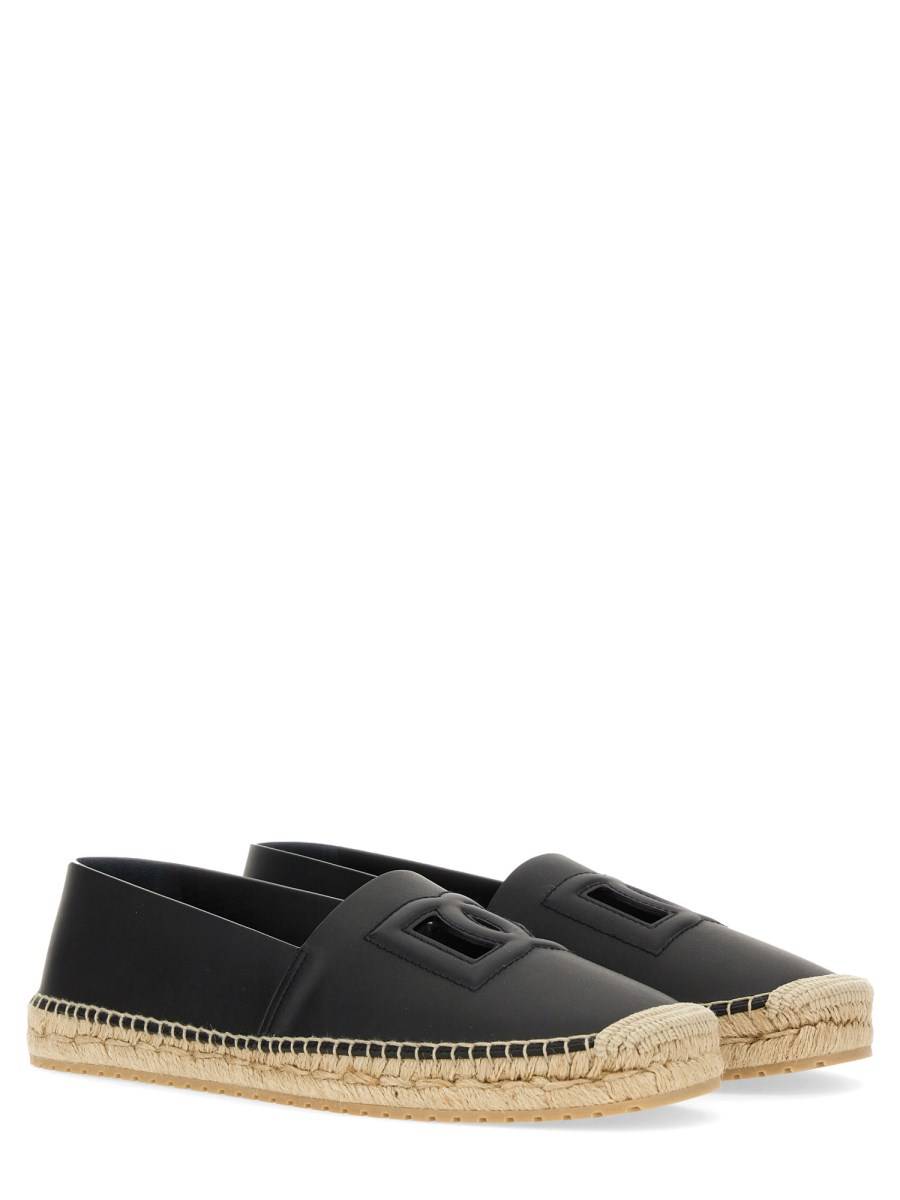 DOLCE & GABBANA ESPADRILLA IN PELLE CON LOGO Consegna Veloce