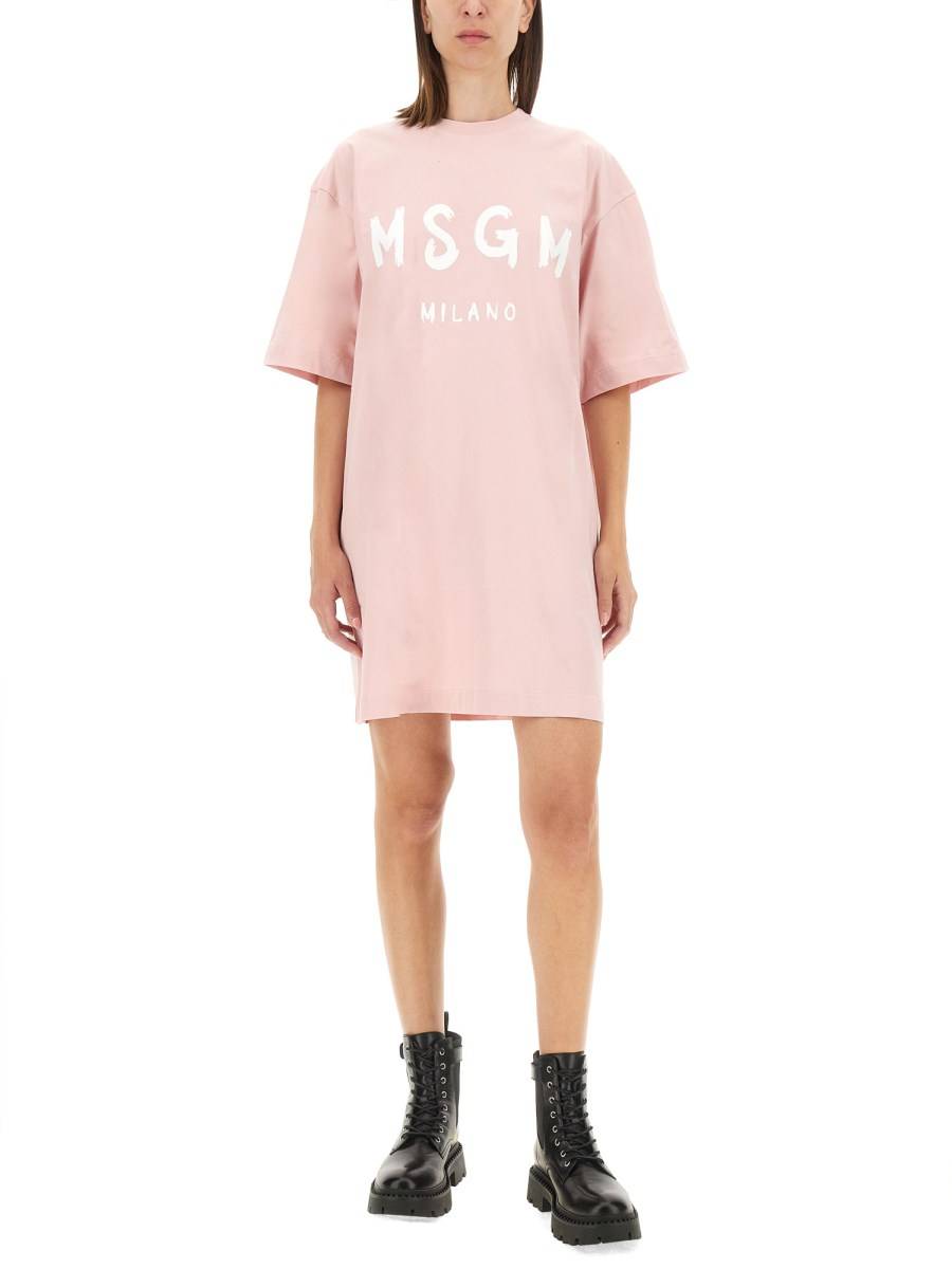 MSGM ABITO IN JERSEY DI COTONE CON LOGO Vendite Flash
