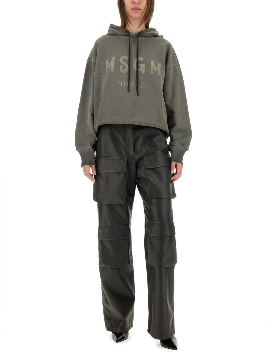MSGM FELPA IN COTONE CON LOGO Qualità Garantita