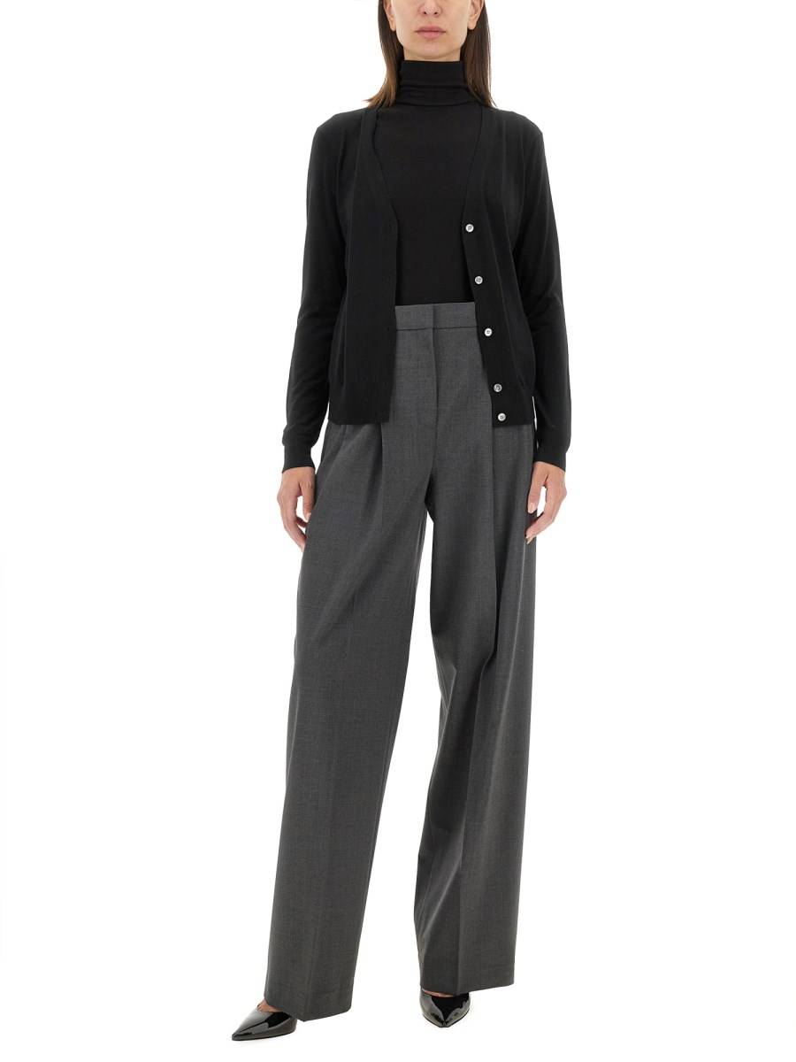 THEORY CARDIGAN IN LANA CON SCOLLO A V Promozione Limitata