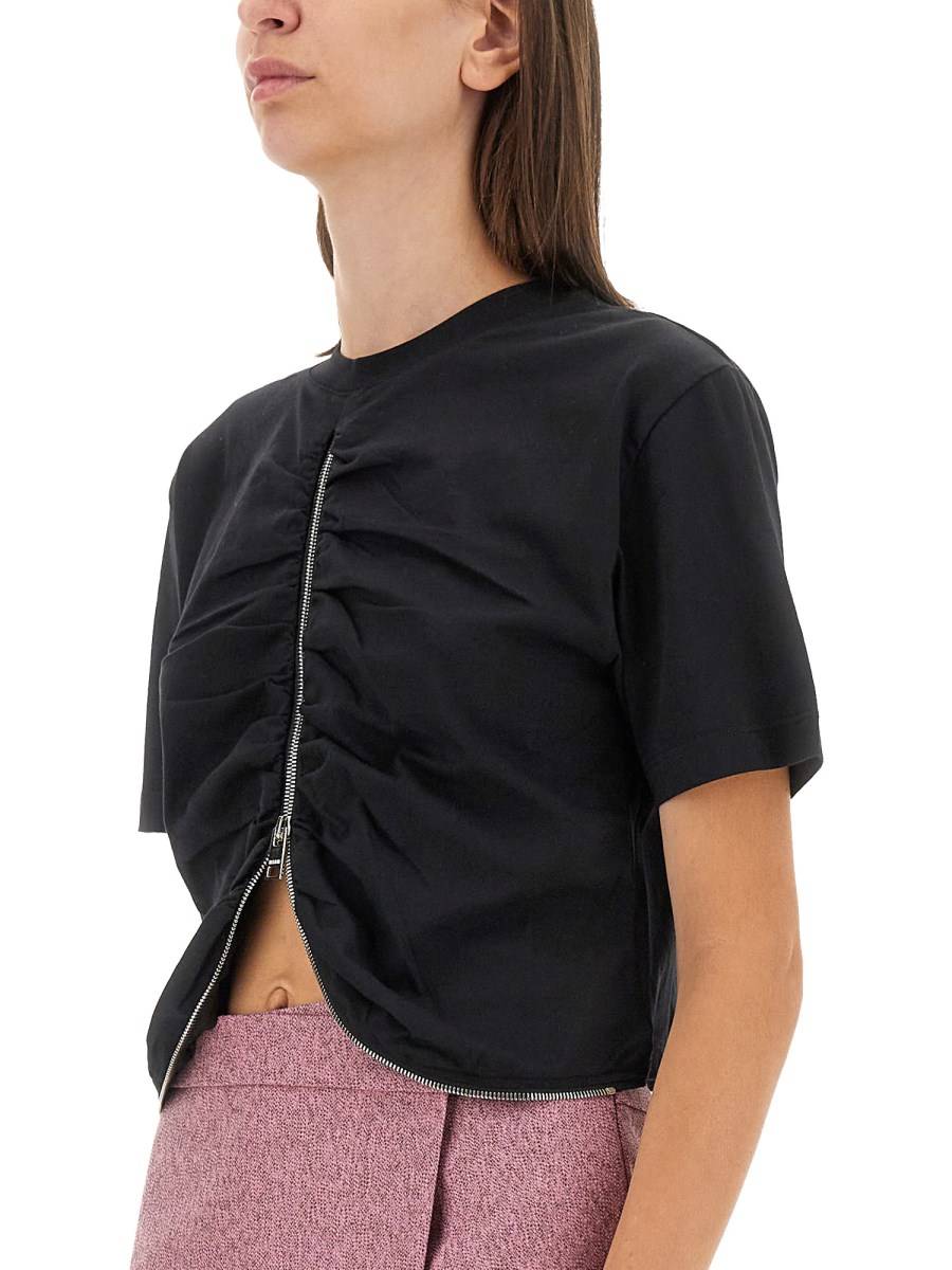 MSGM T-SHIRT IN JERSEY DI COTONE CON ZIP Novità