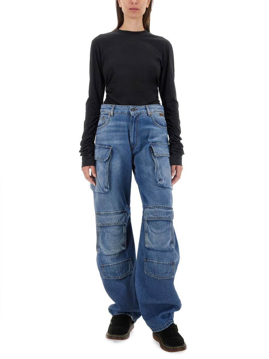 MSGM T-SHIRT IN JERSEY DI COTONE CON LOGO E RUCHES Presa