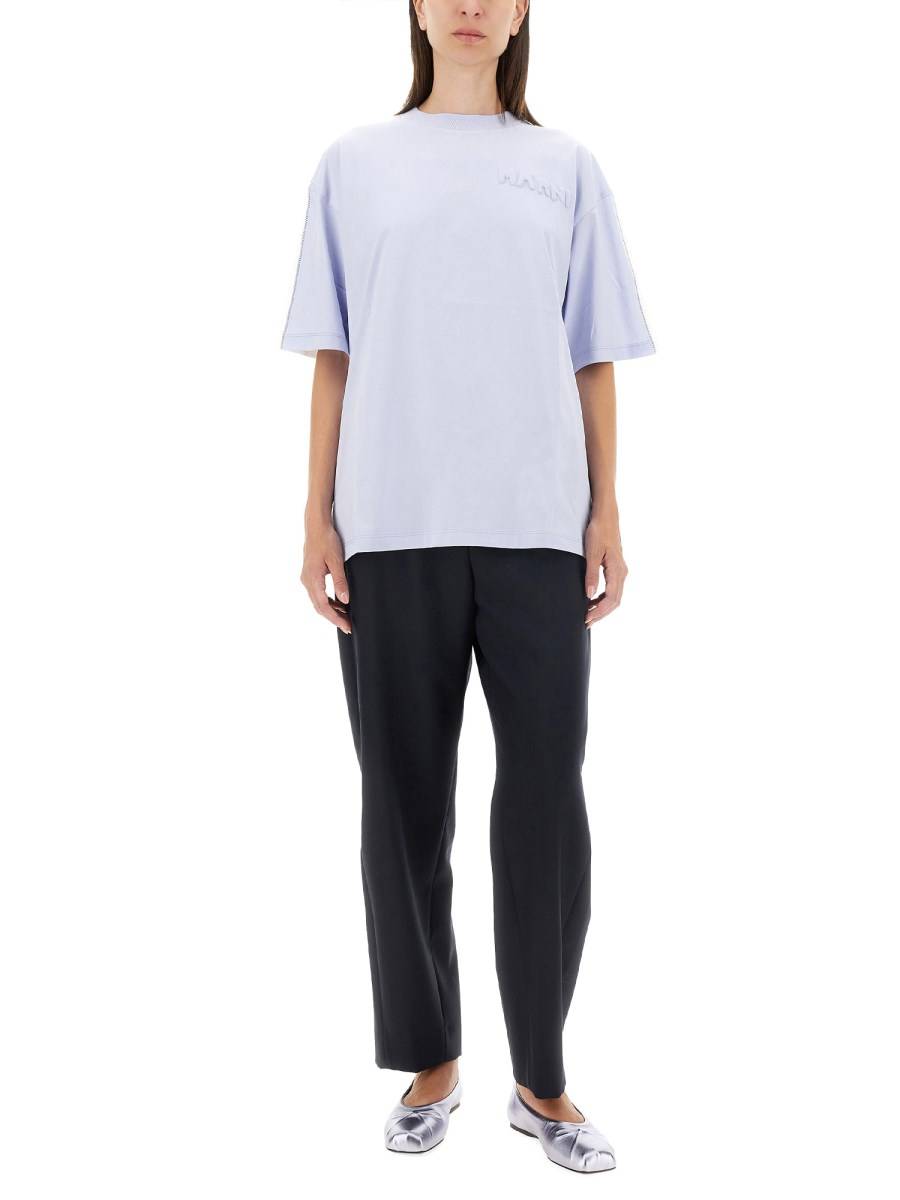 MARNI T-SHIRT IN JERSEY DI COTONE CON STAMPA LOGO In Saldo