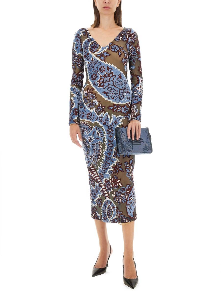 ETRO ABITO IN TULLE JACQUARD DI VELLUTO Sottocosto