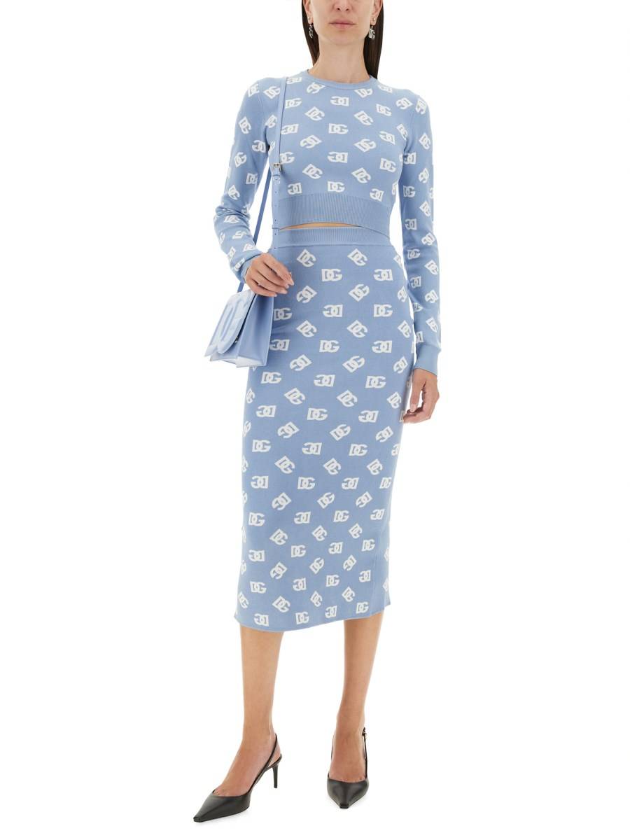 DOLCE & GABBANA GONNA TUBINO IN VISCOSA LOGO JACQUARD Online