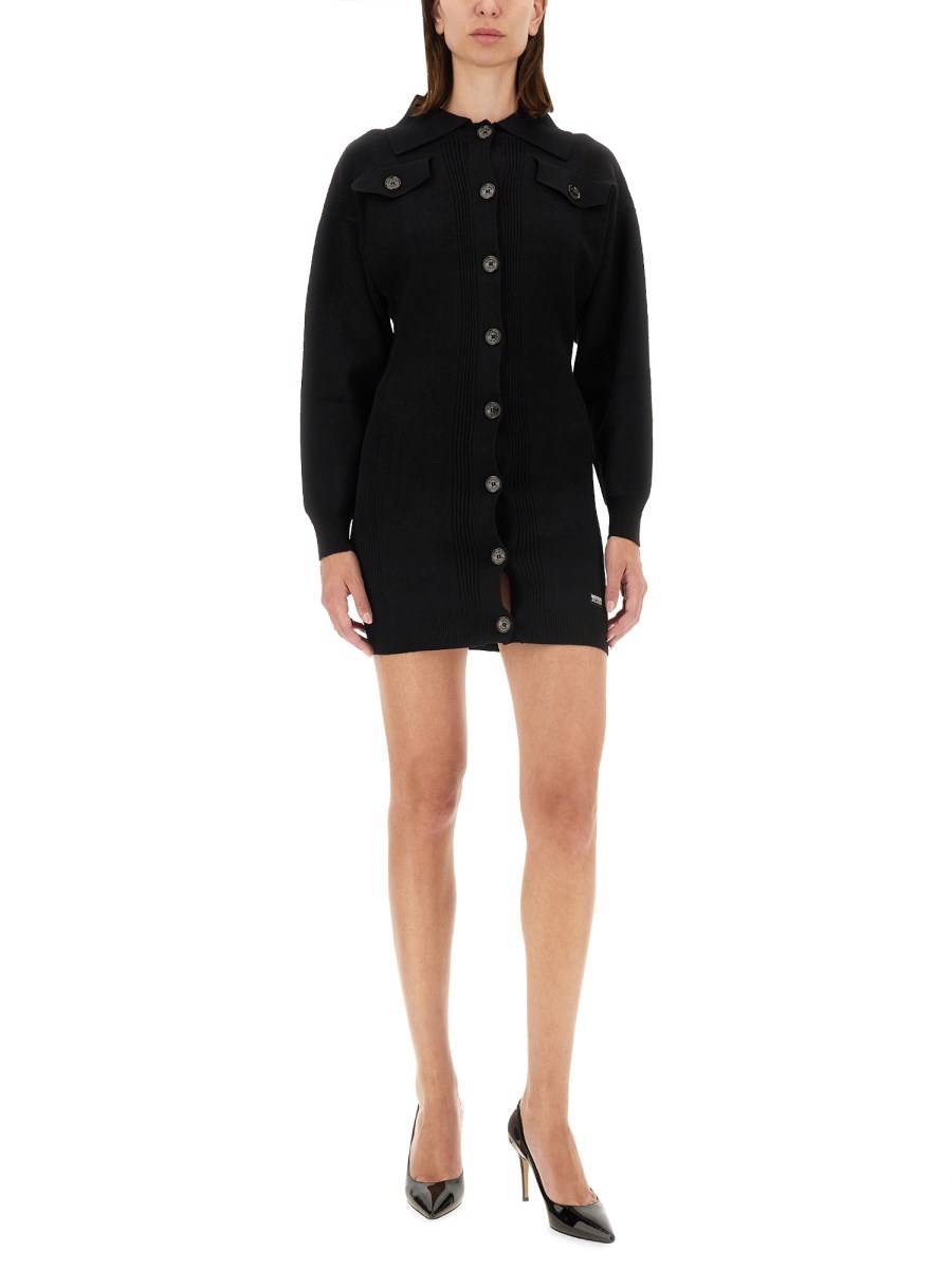 MOSCHINO JEANS ABITO MINI IN MAGLIA DI VISCOSA Nuova