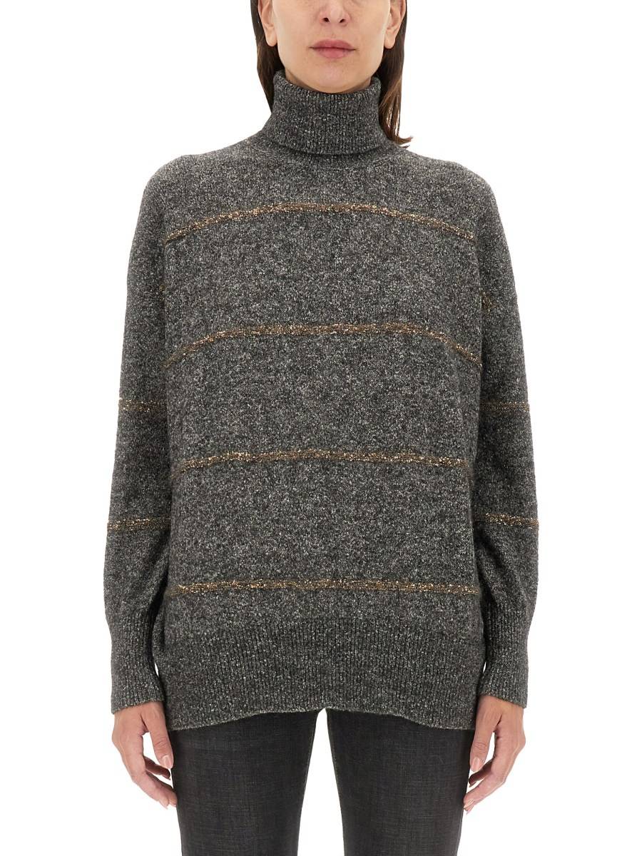 BRUNELLO CUCINELLI MAGLIA CON COLLO ALTO IN ALPACA Moda