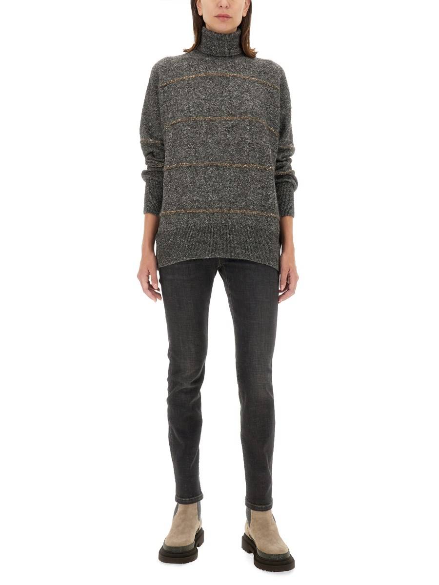 BRUNELLO CUCINELLI MAGLIA CON COLLO ALTO IN ALPACA Moda