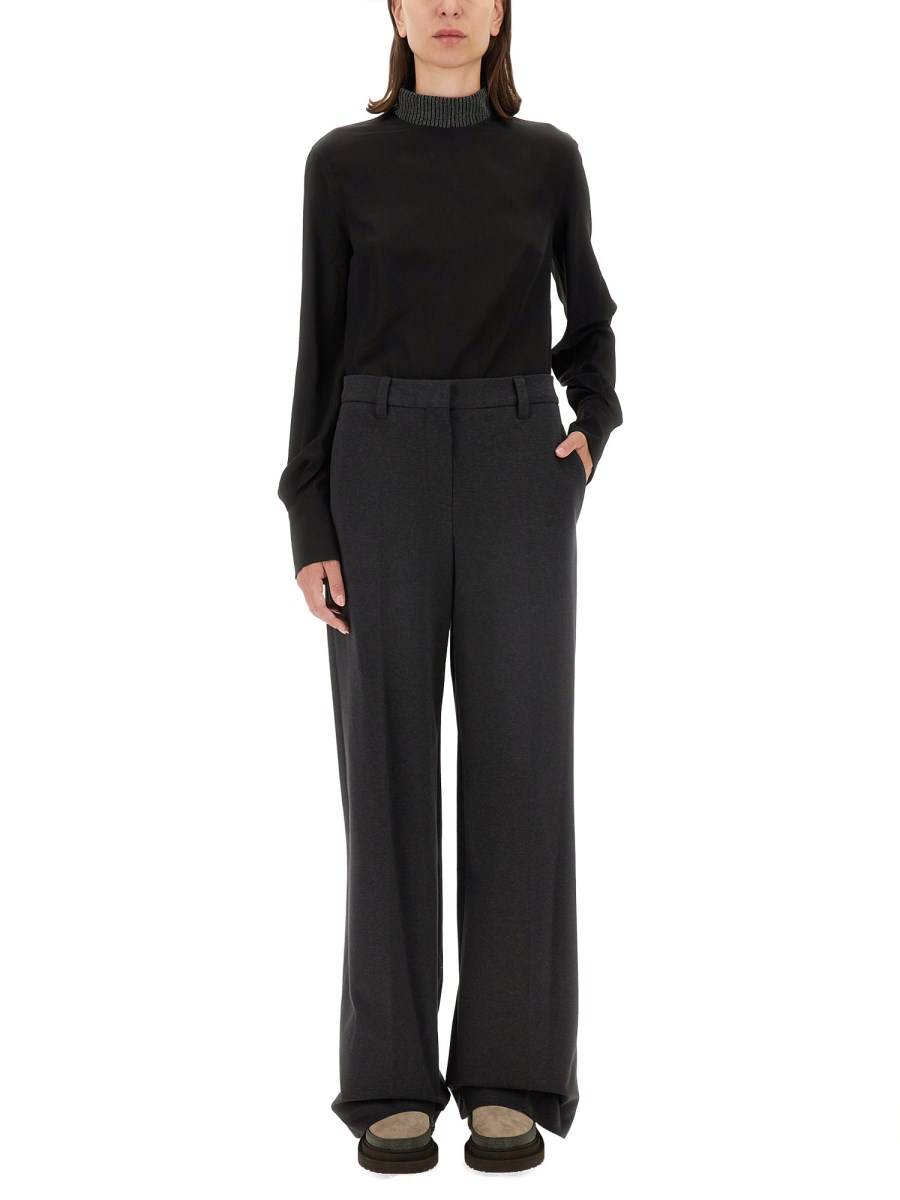 BRUNELLO CUCINELLI BLUSA IN CREPE DE CHINE DI SETA CON MONILE Prezzo di fabbrica