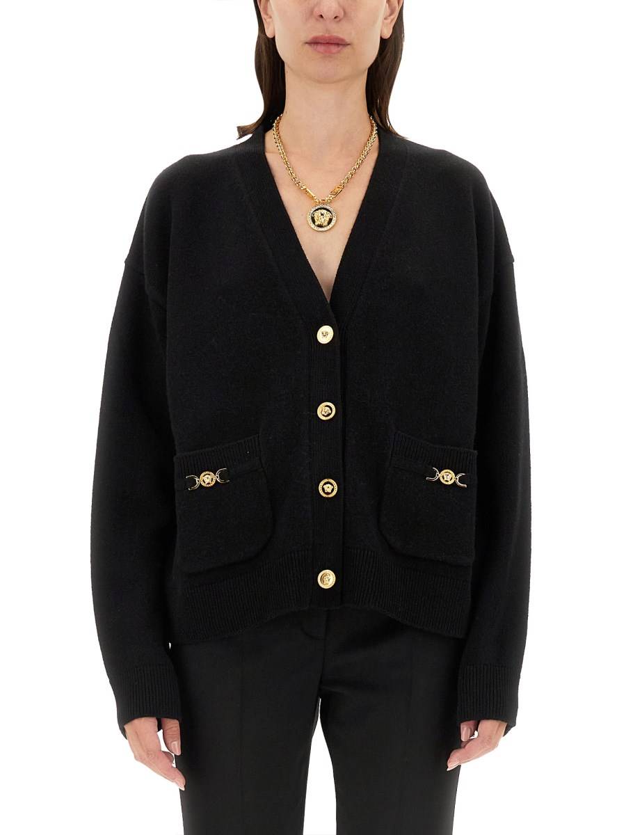 VERSACE CARDIGAN BOXY IN MAGLIA MISTO CASHMERE Offerta per la Festa della Mamma