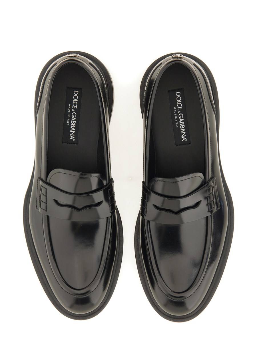 DOLCE & GABBANA MOCASSINO IN PELLE SPAZZOLATA CON LOGO Enormi risparmi