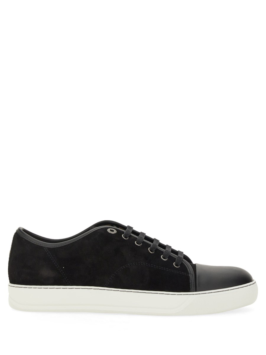 LANVIN SNEAKER IN SUEDE CON CAP TOE IN PELLE LUCIDA Only for today