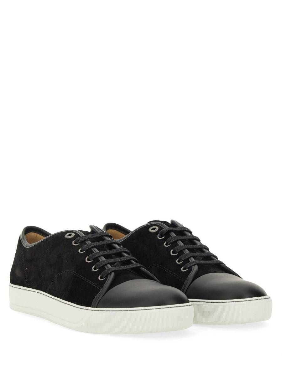 LANVIN SNEAKER IN SUEDE CON CAP TOE IN PELLE LUCIDA Only for today