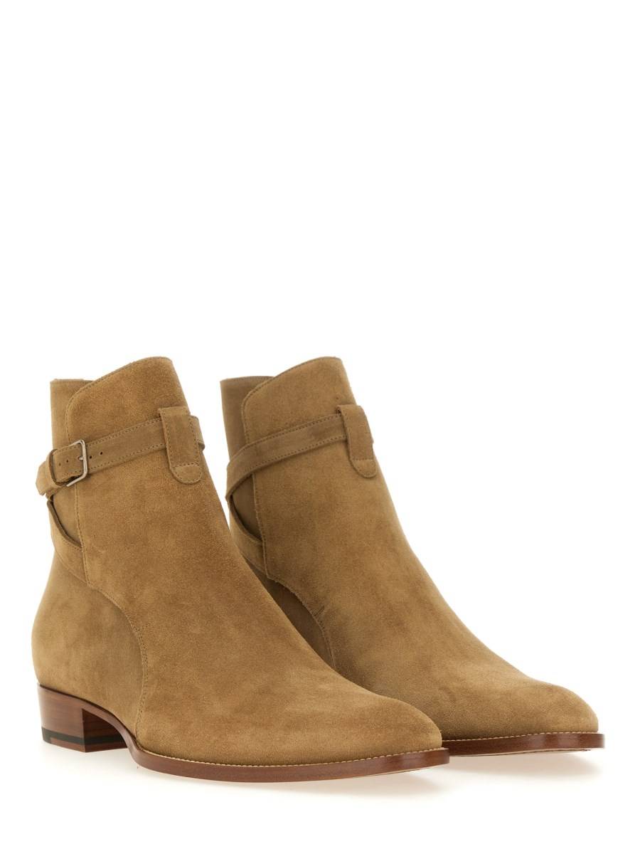 SAINT LAURENT STIVALE WYATT 30 JODHPUR IN PELLE SUEDE Qualità