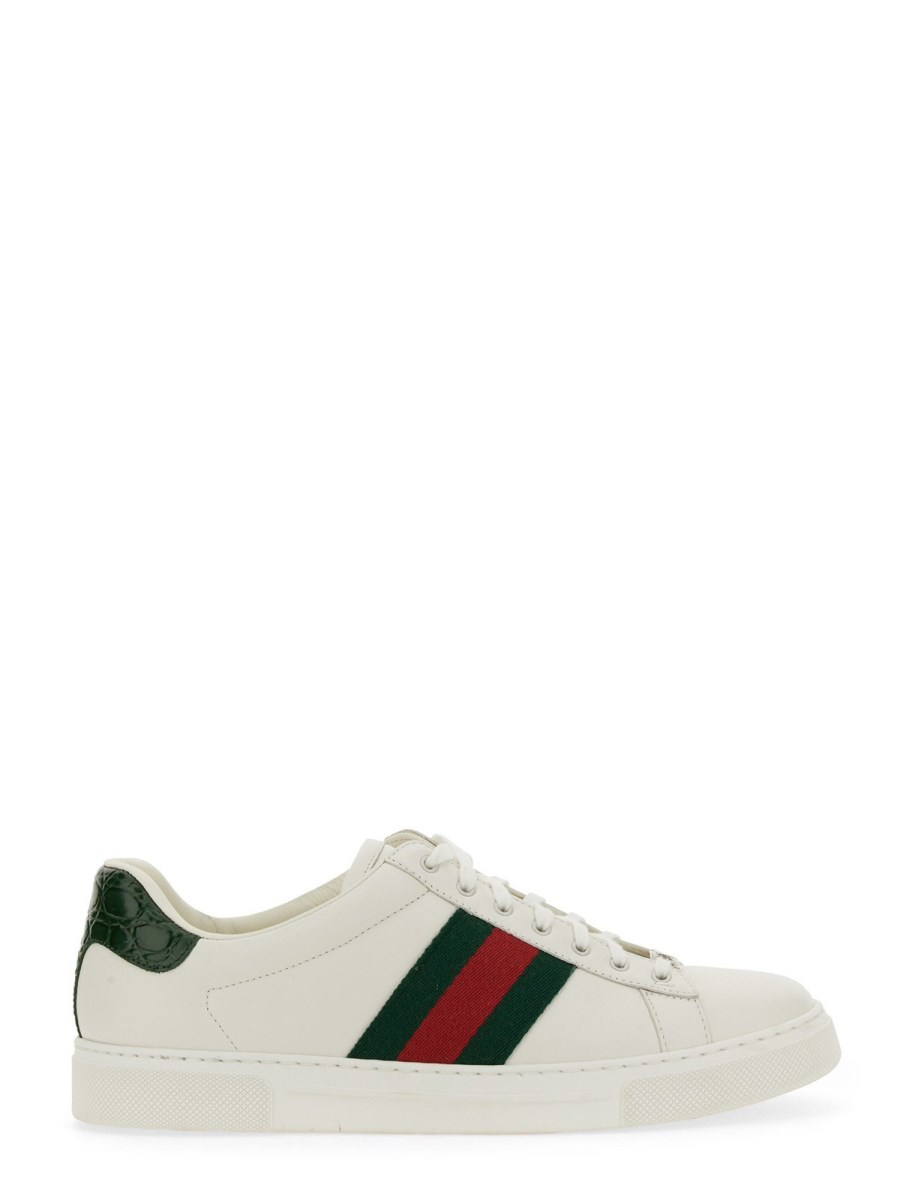 GUCCI SNEAKER "ACE" IN PELLE CON DETTAGLIO WEB Enormi risparmi
