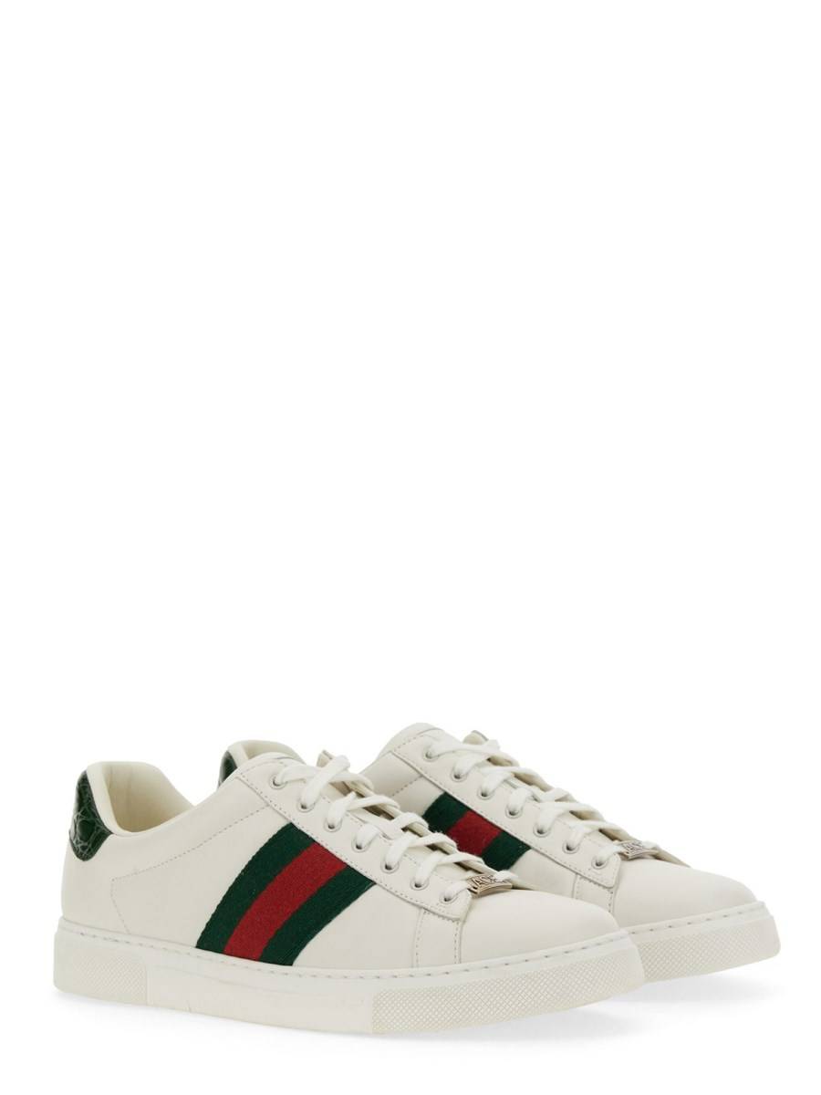 GUCCI SNEAKER "ACE" IN PELLE CON DETTAGLIO WEB Enormi risparmi