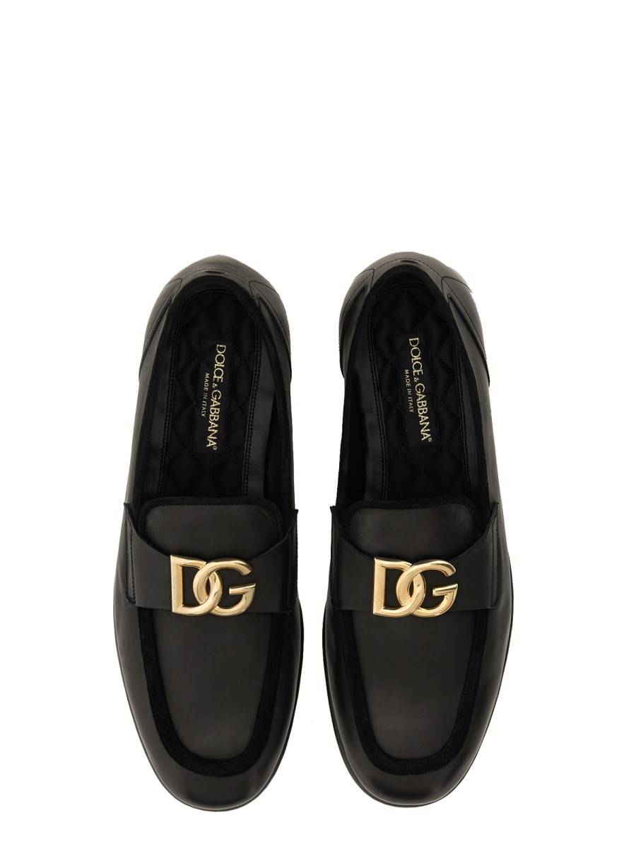 DOLCE & GABBANA MOCASSINO IN PELLE CON LOGO Sostegno trimestrale