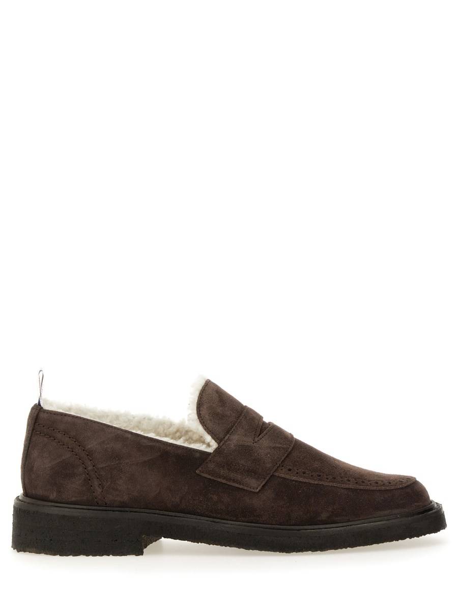 THOM BROWNE MOCASSINO "PENNY" IN SUEDE E SHEARLING Vendite stagionali
