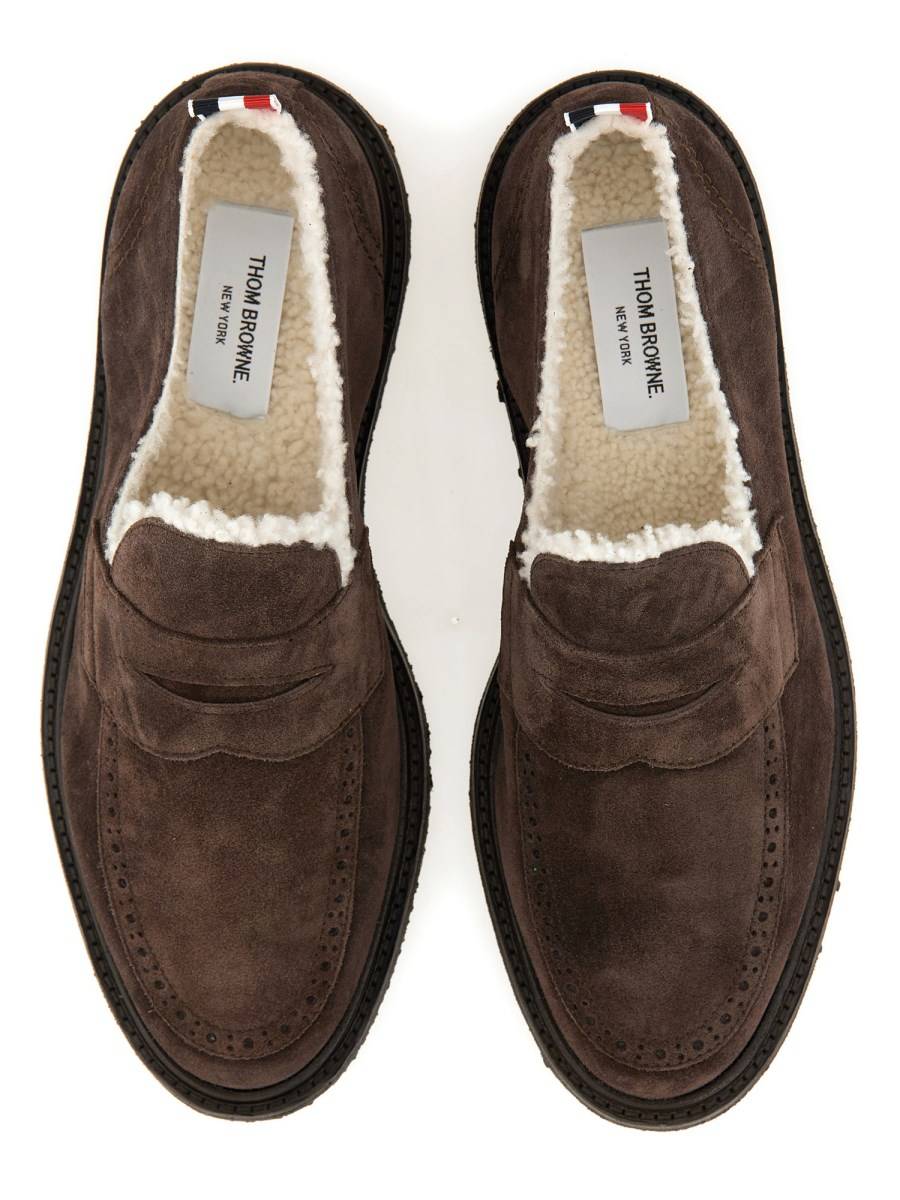 THOM BROWNE MOCASSINO "PENNY" IN SUEDE E SHEARLING Vendite stagionali