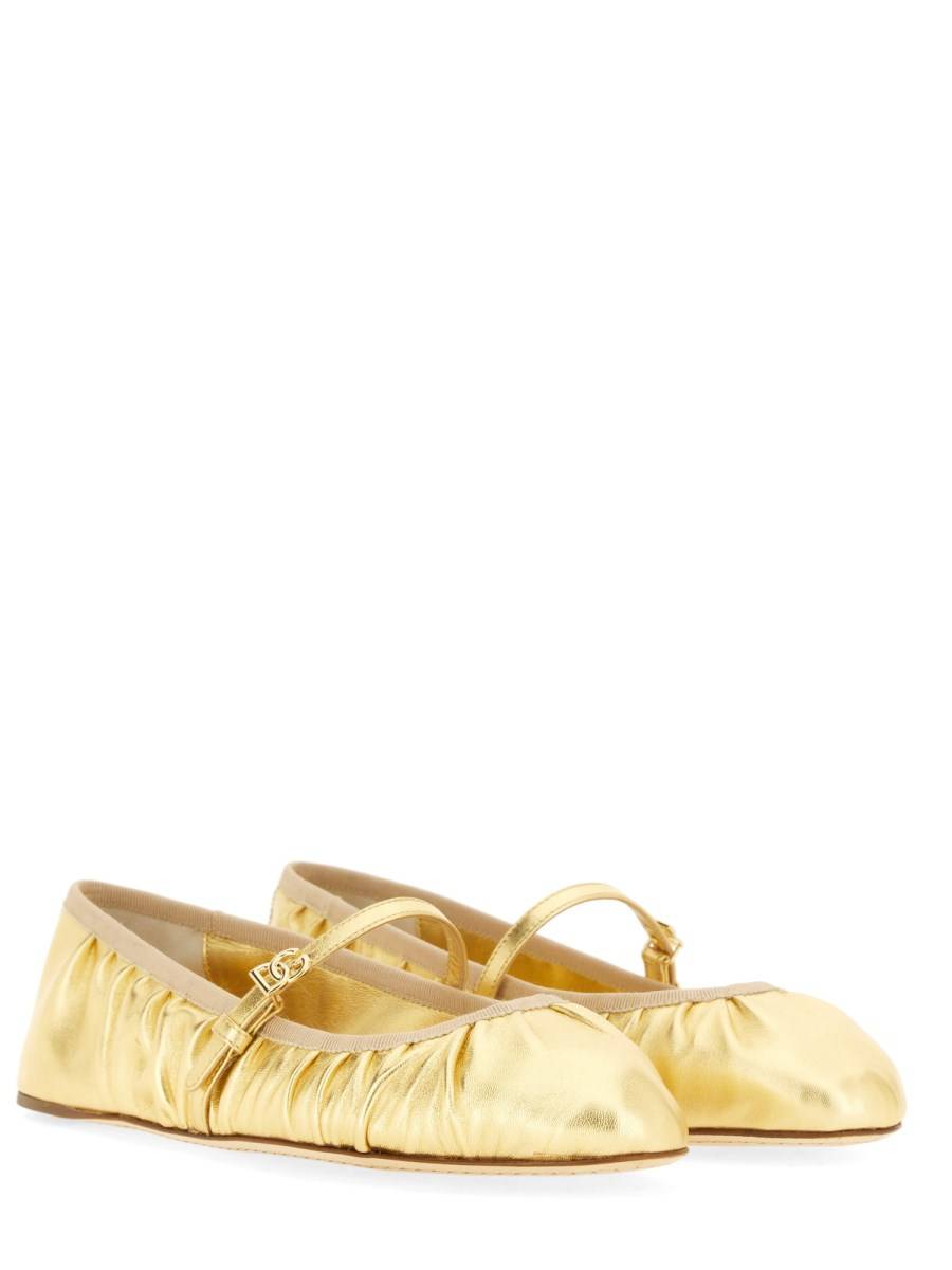 DOLCE & GABBANA BALLERINA IN NAPPA MORDORÉ Offerta natalizia
