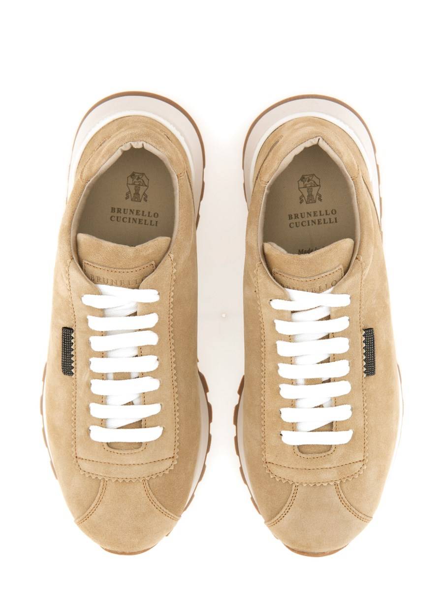 BRUNELLO CUCINELLI SNEAKER IN CAMOSCIO CON SHINY TAB Online Outlet