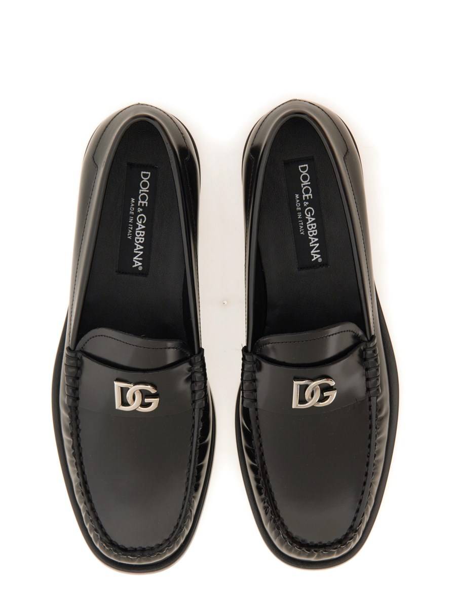 DOLCE & GABBANA MOCASSINO IN PELLE SPAZZOLATA CON LOGO Super Saving Price