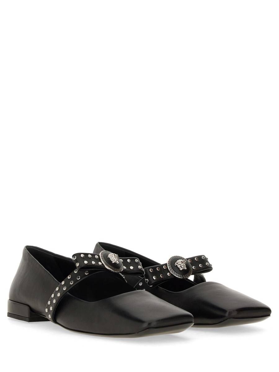 VERSACE BALLERINA "GIANNI" RIBBON CON BORCHIE Black Friday Prezzi