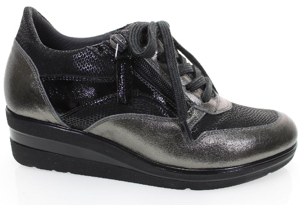 Soffice Sogno Sneaker in pelle con lacci e zip