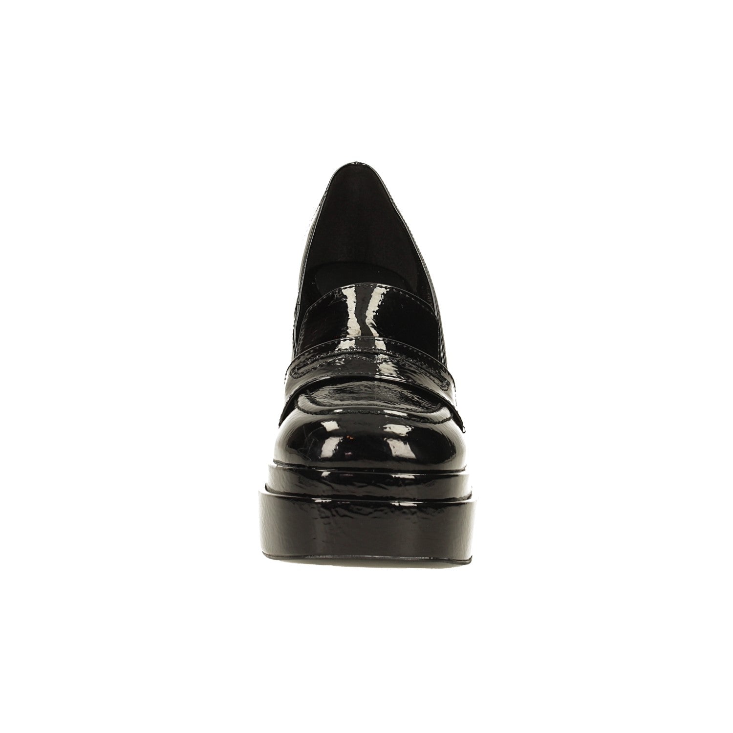 Tata Italia Pumps mocassino in vernice con tacco a colonna alto 10.5cm. Made in Italy Fornitura limitata