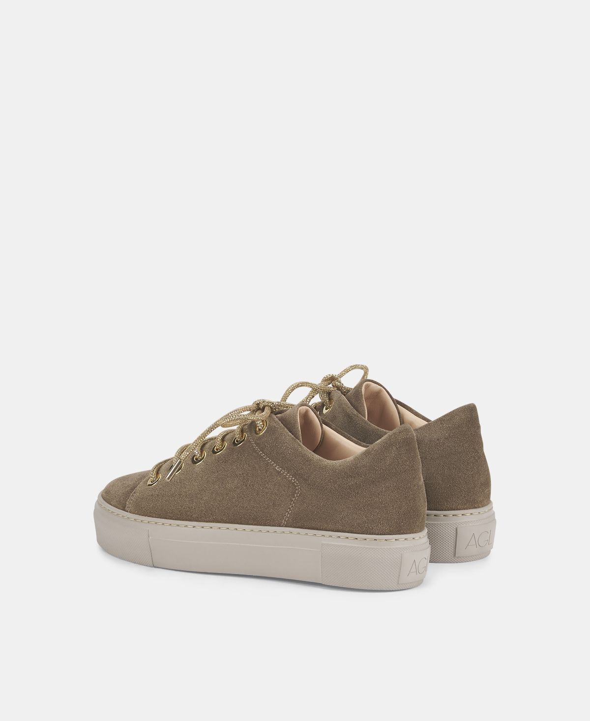 Agl Sneaker in velour Tortora Crystal Presa