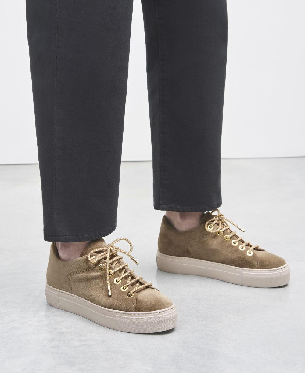 Agl Sneaker in velour Tortora Crystal Presa