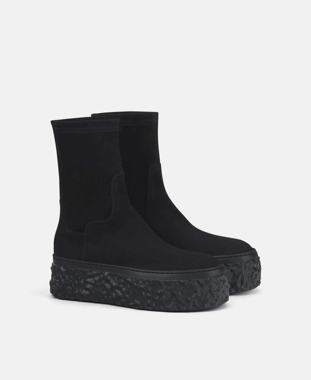 Agl Stivaletto in velour con platform Nero Magma Stretch Qualità Garantita
