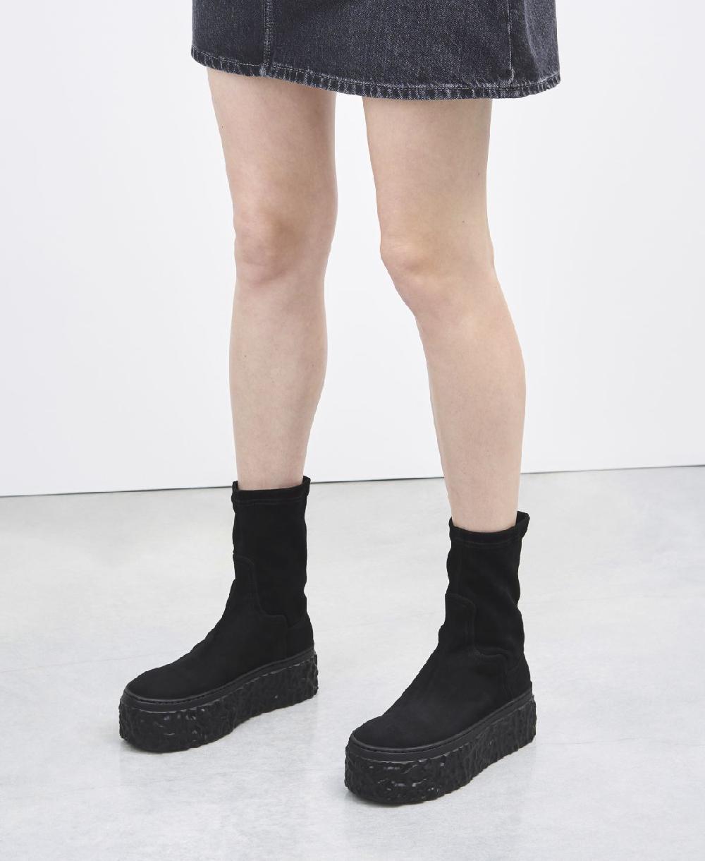 Agl Stivaletto in velour con platform Nero Magma Stretch Qualità Garantita