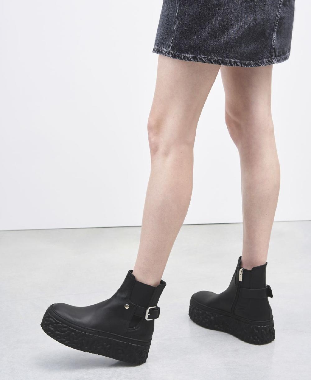 Agl Stivaletto in pelle con platform Nero Magma Biker Promozione Limitata