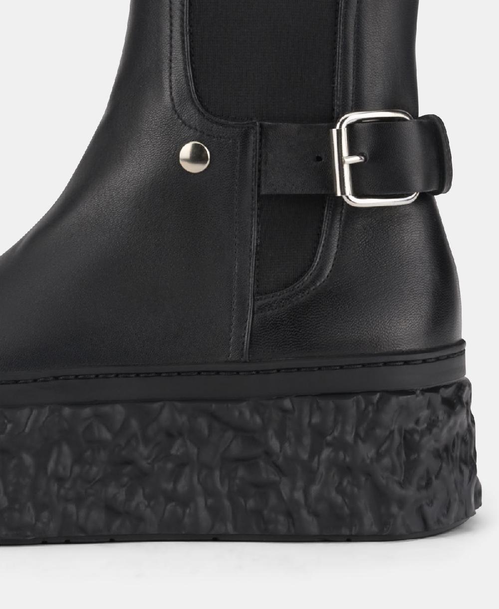 Agl Stivaletto in pelle con platform Nero Magma Biker Promozione Limitata