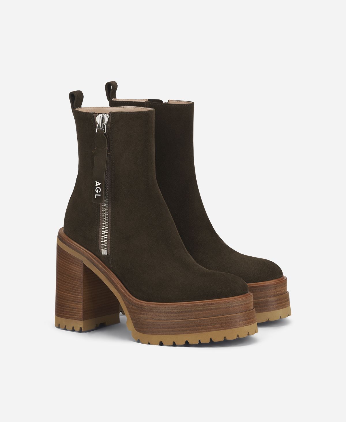 Agl Stivaletto con zip e plateau Brown Tora Negozio