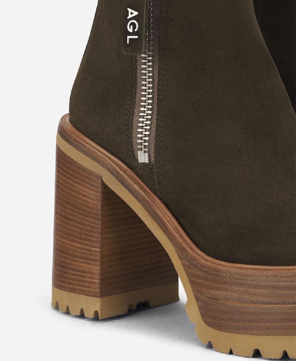Agl Stivaletto con zip e plateau Brown Tora Negozio