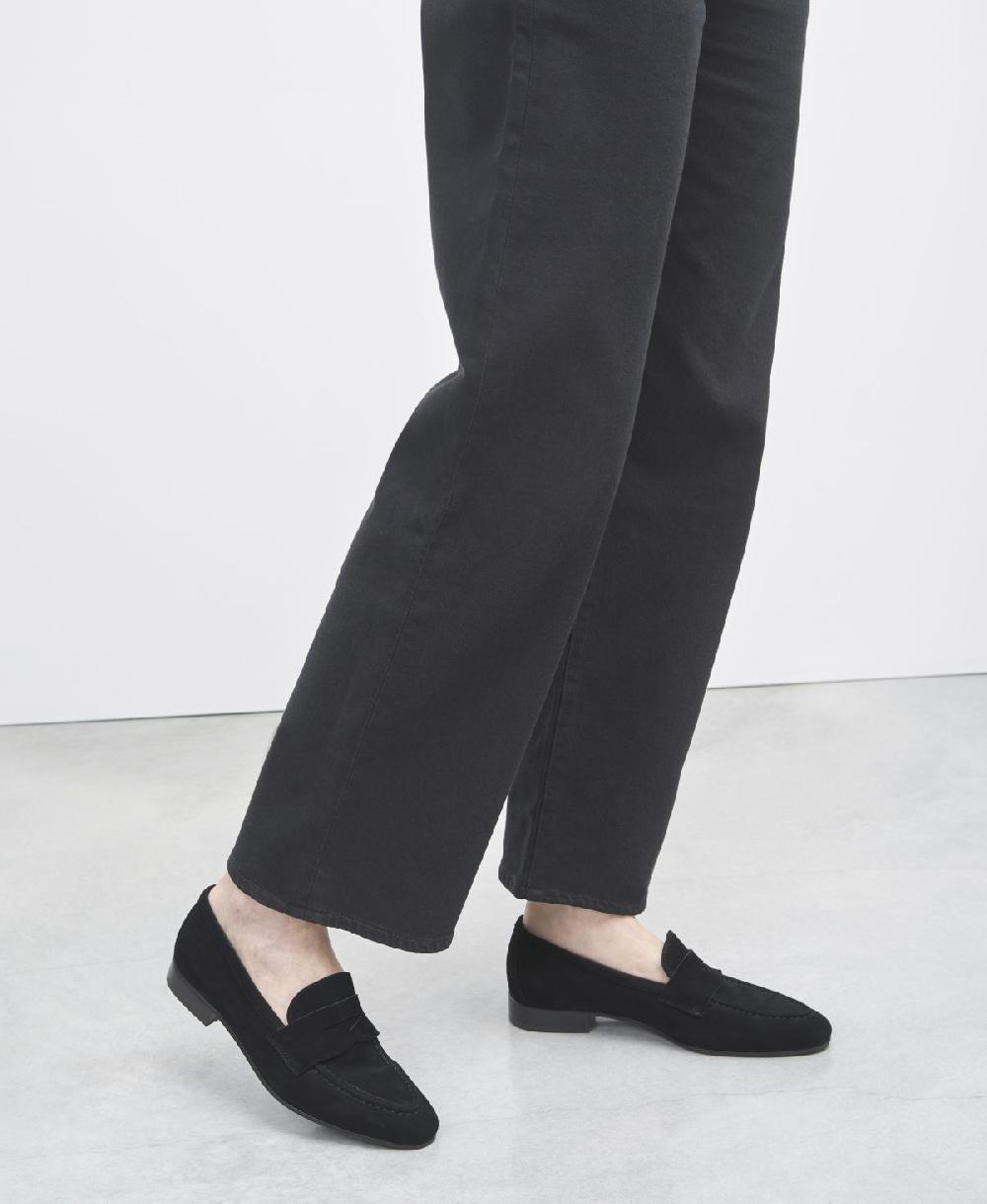 Agl Loafer in velour Nero Costanza Stitch In Linea