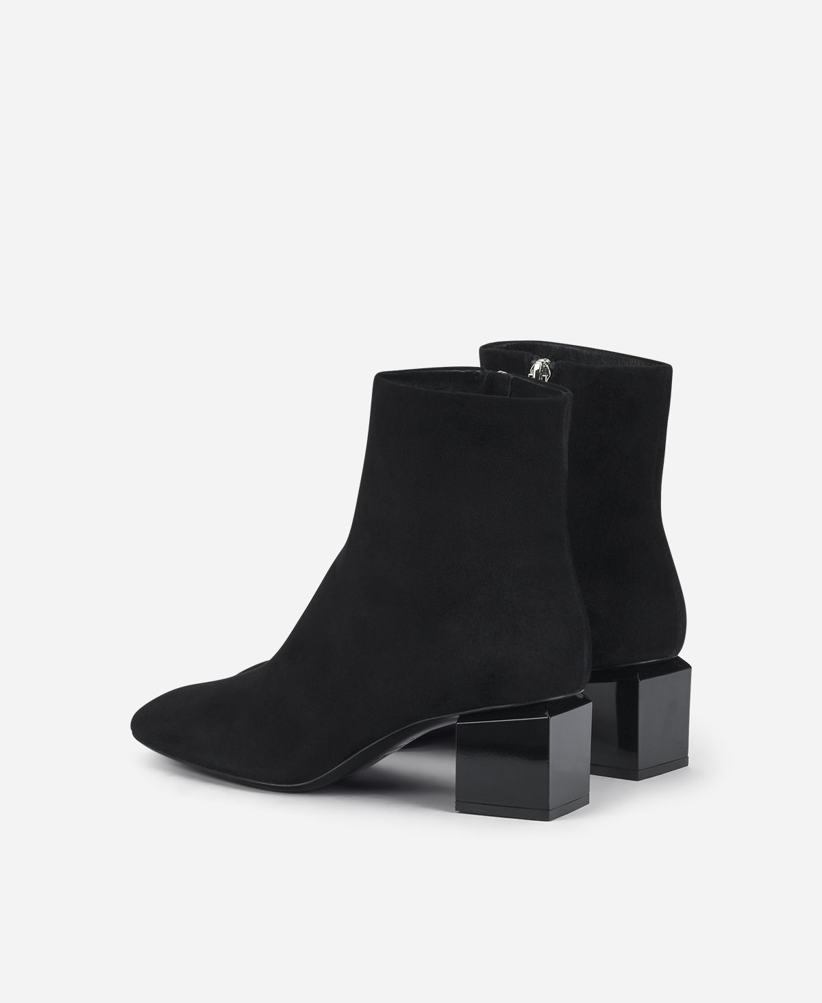 Agl Stivaletto in velour con tacco cubico Nero Angie Pure Sottocosto