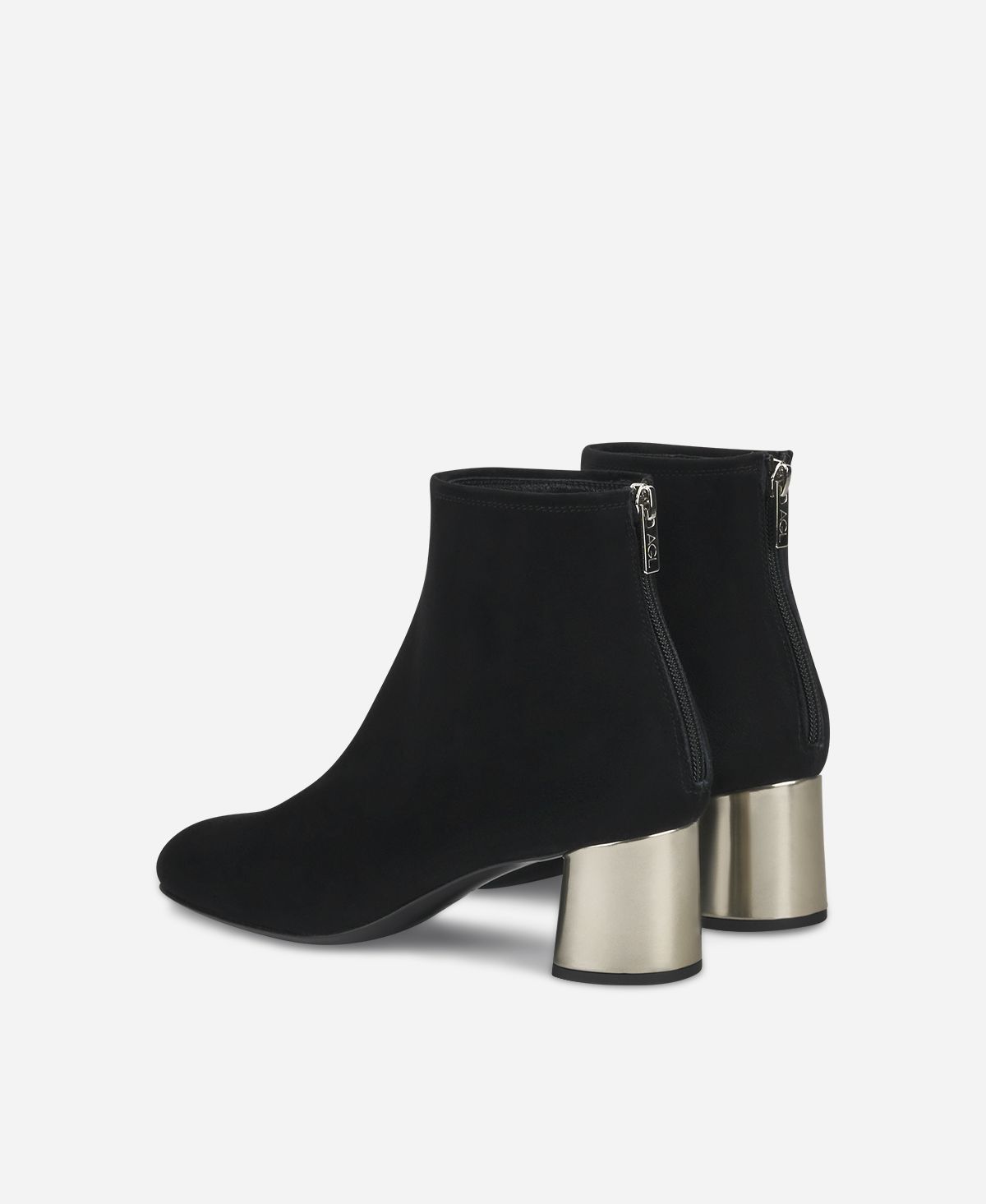 Agl Stivaletto in velour con tacco Nero Veta Precious Presa
