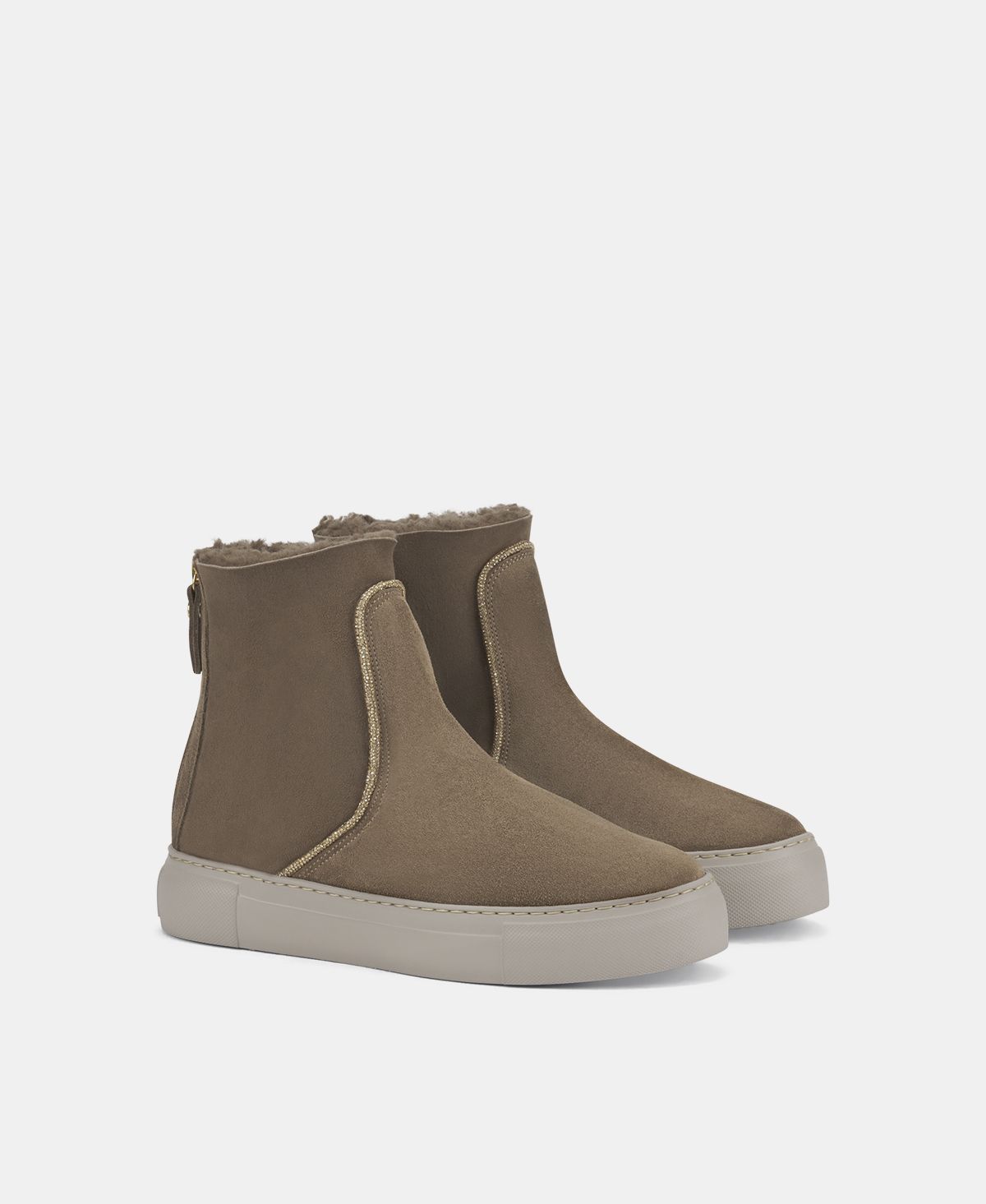 Agl Sneaker in velour con strass Tortora Meghan Warm Strass Negozio
