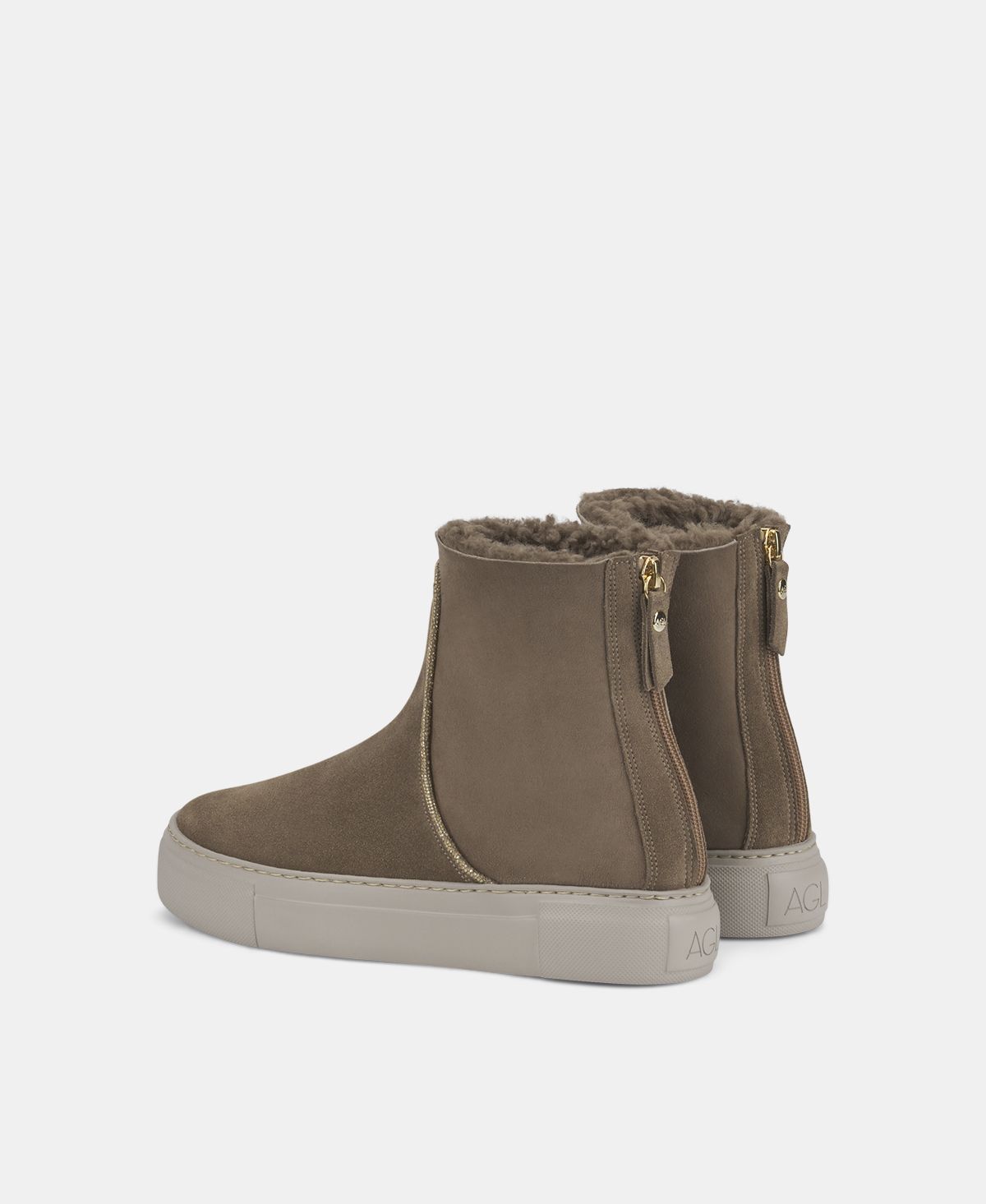 Agl Sneaker in velour con strass Tortora Meghan Warm Strass Negozio