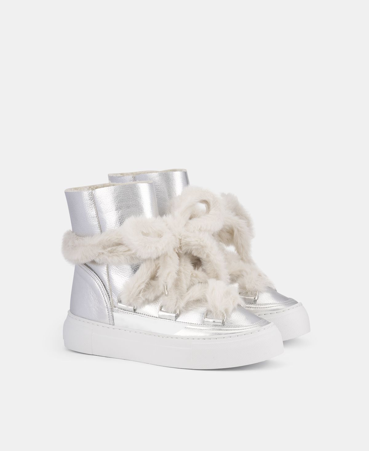 Agl Sneaker stivaletto con pelliccia Argento Kate Moda
