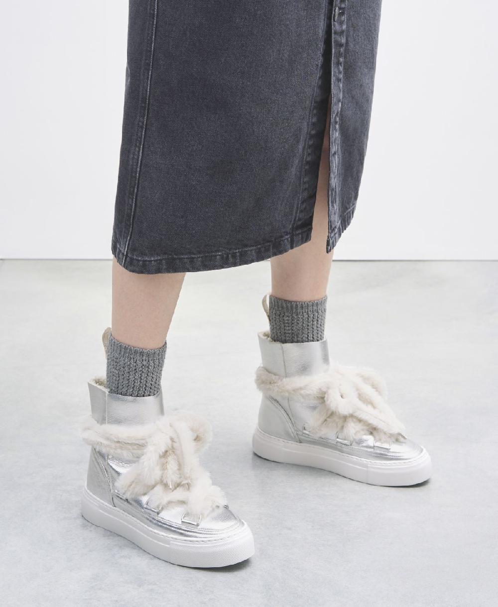 Agl Sneaker stivaletto con pelliccia Argento Kate Moda