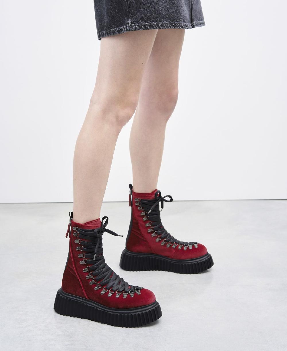Agl Biker in pelle Rosso Dromo Velvet Pezzi Unici