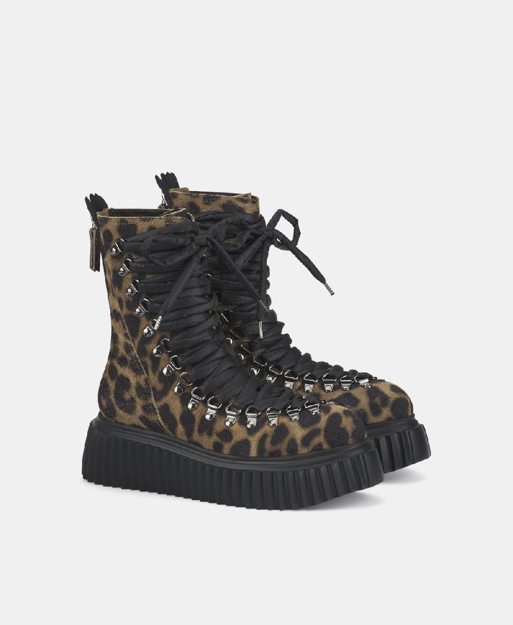 Agl Biker in pelle Stampa leopard Dromo Consegna Veloce