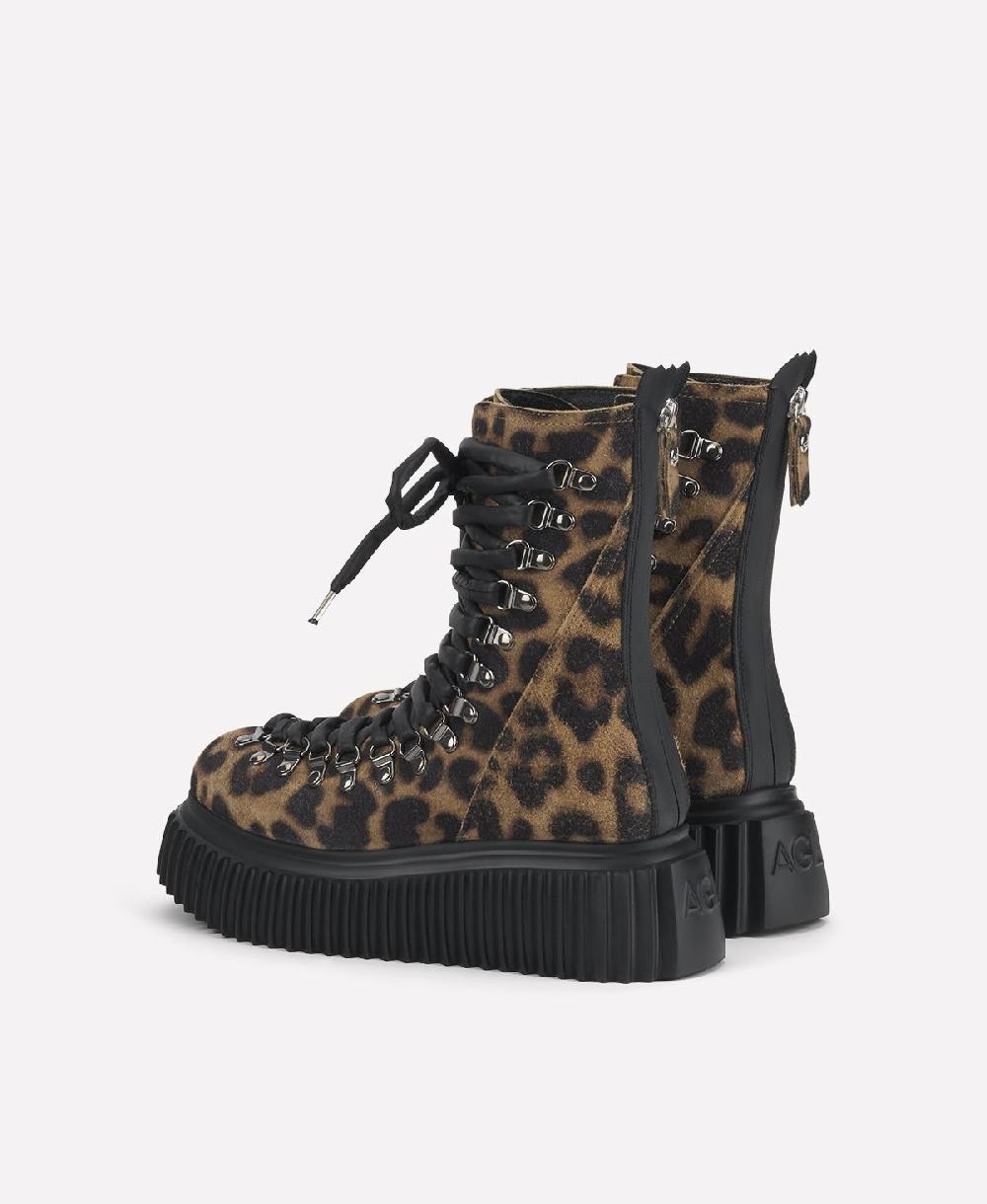 Agl Biker in pelle Stampa leopard Dromo Consegna Veloce