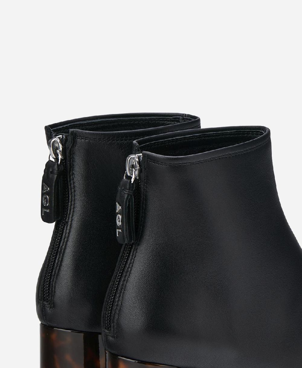 Agl Stivaletto in pelle con tacco Nero VETA PRECIOUS Italy