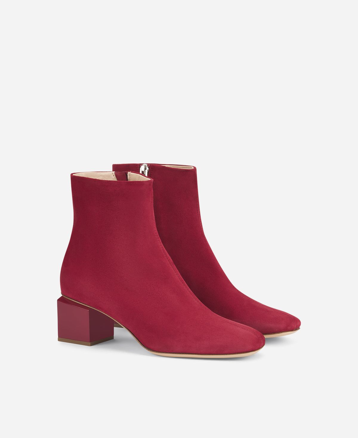 Agl Stivaletto in velour con tacco cubico Rosso Angie Pure In Linea